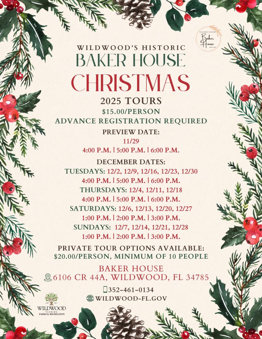 Baker House Christmas Tours Event