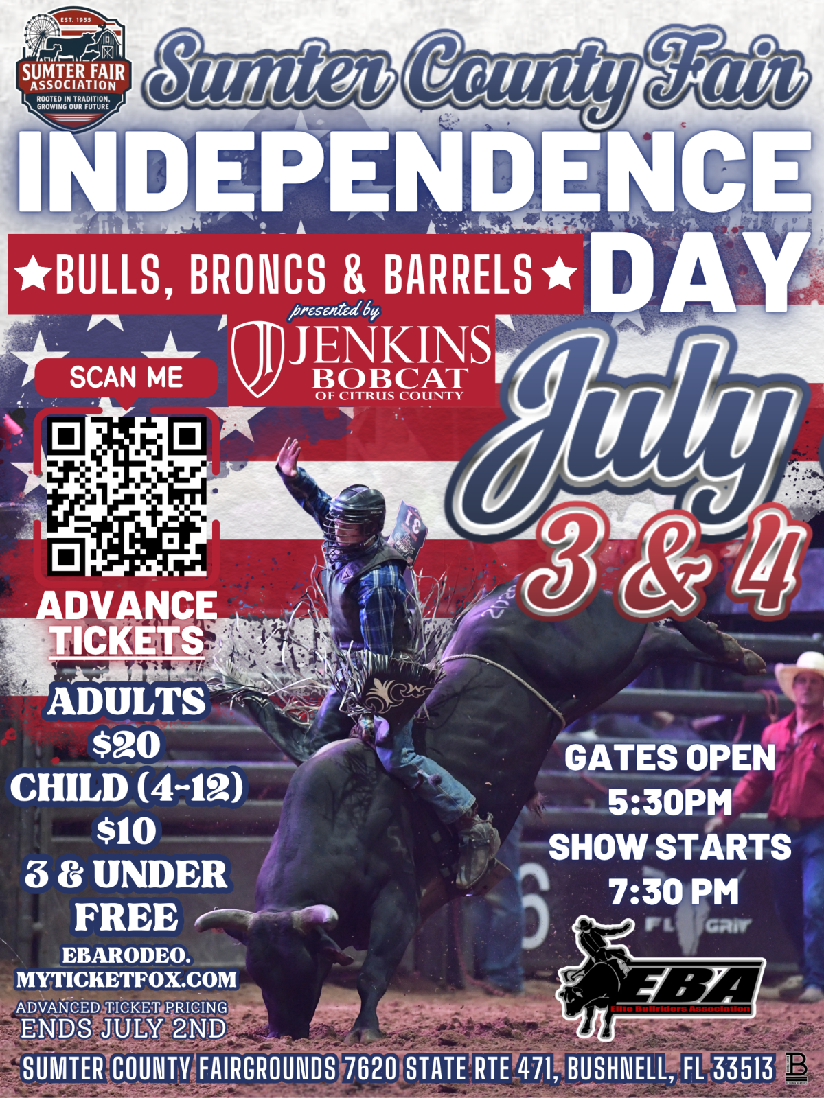 Official Event Flyer Sumter County Fair 4th of July Celebration, July 3rd and 4th.